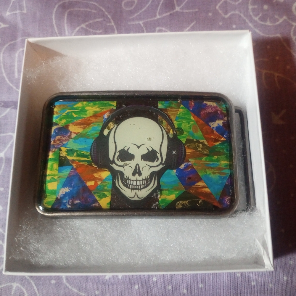 Colorful Skull With Headphones UNISEX Belt Buckle